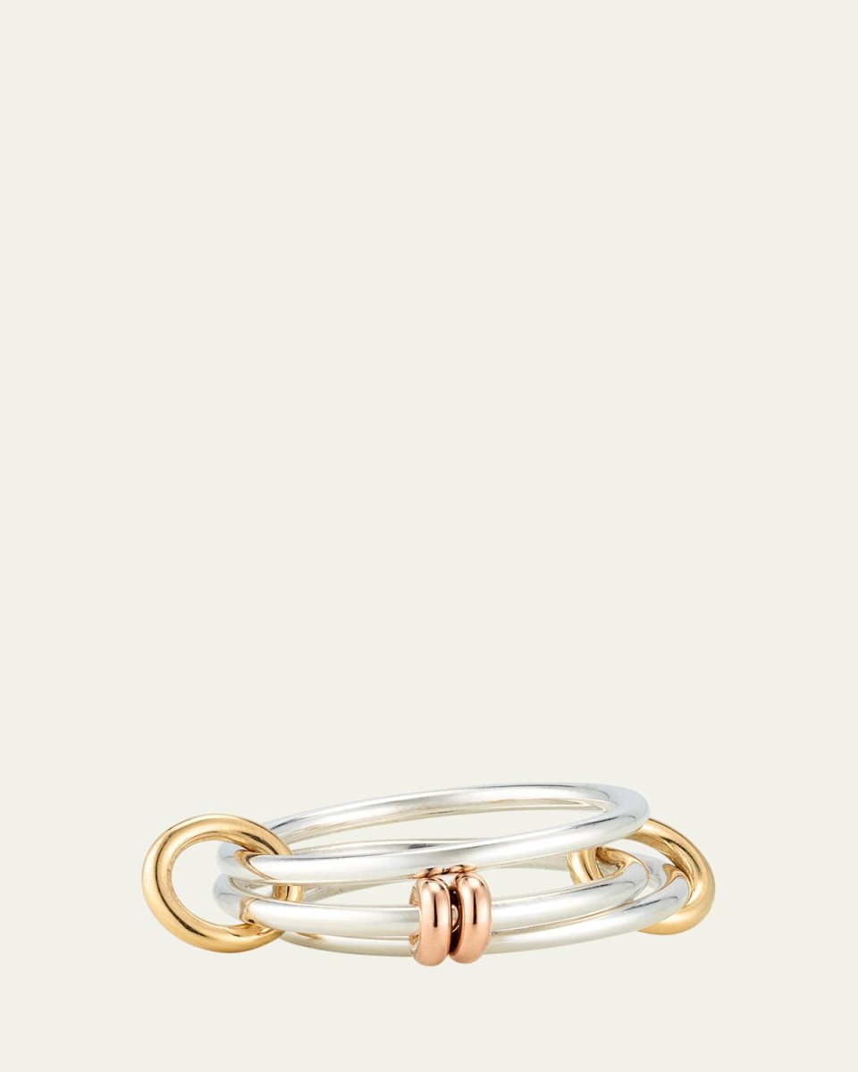 Acacia SG Three Link Ring in Sterling Silver with Yellow Gold and Rose Gold